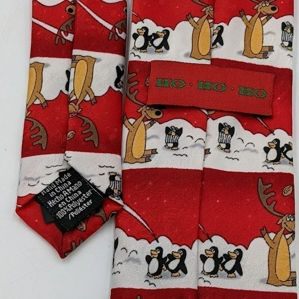 Ho Ho Ho Christmas Reindeer Penguin Tie Suit Holiday